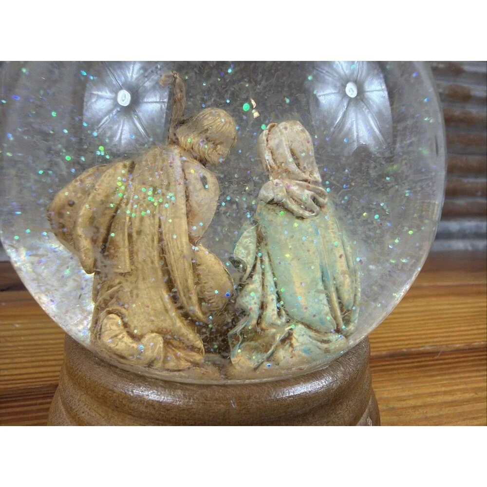Fontanini Holy Family Glitterdome Snow Globe Musical “O Holy Night” Roman 1989